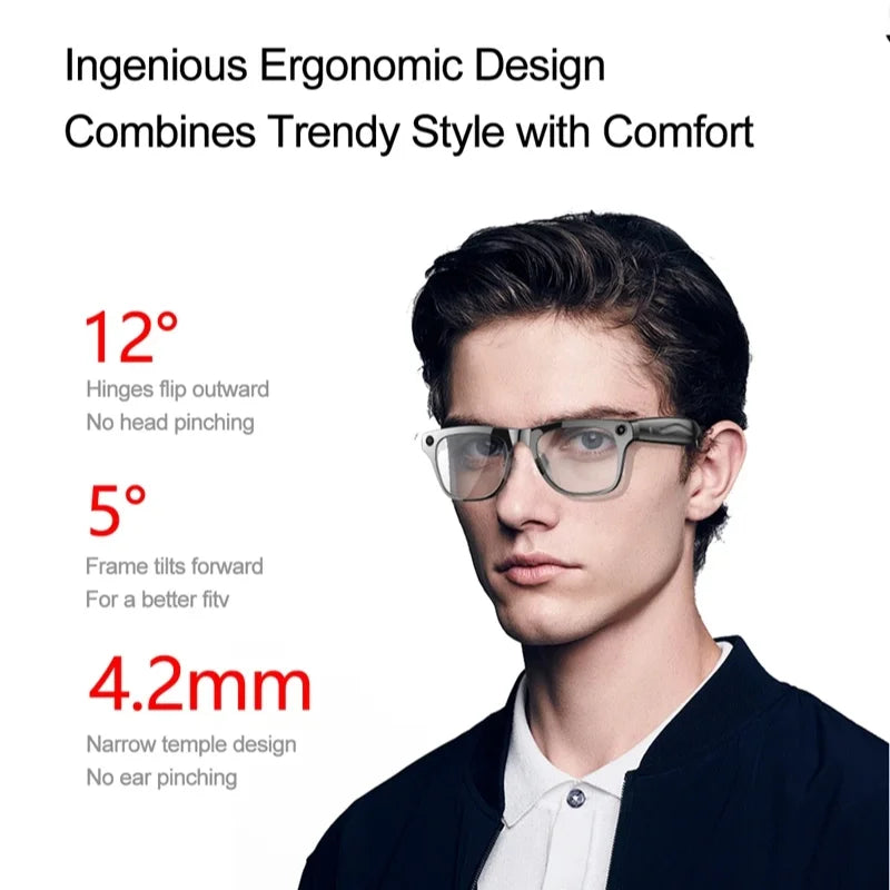 Lenovo AI Smart Glasses 800W Anti Shake HD Camera Video Recording Languages Translation Sunglasses BluetoothMusic Play Man Women