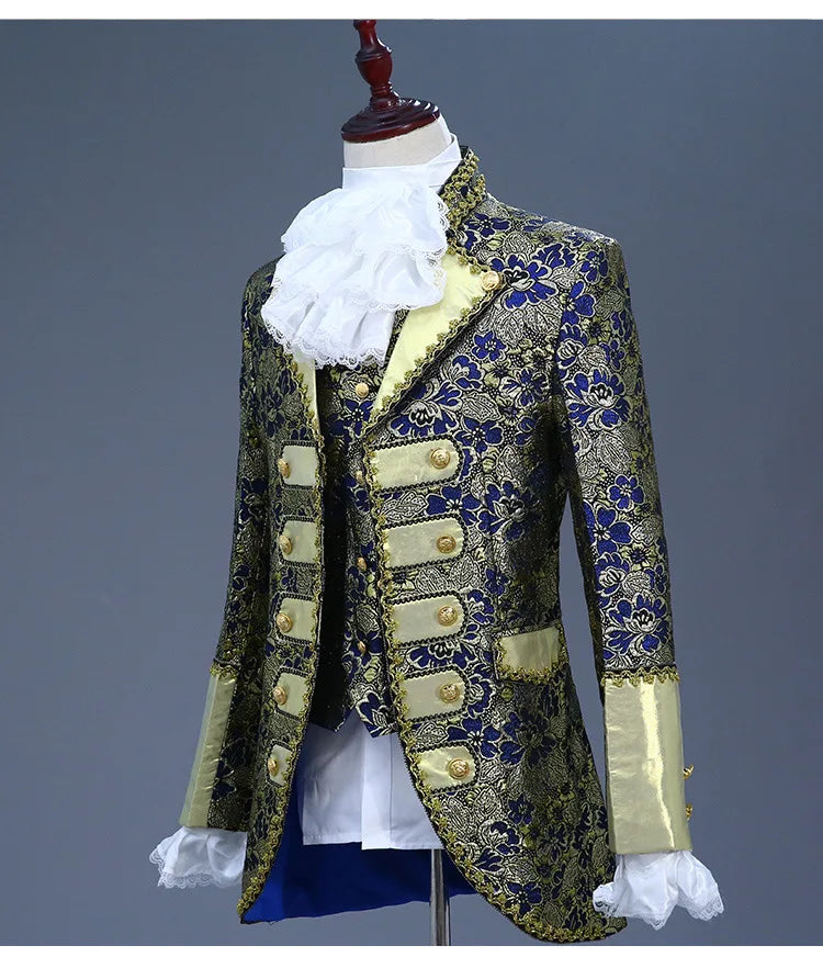 Palace Performance Dress Men Luxurious Jacquard Suits 2025 New Fashion Singer Pianist Stage Blazer Jacket and Pants with Vest