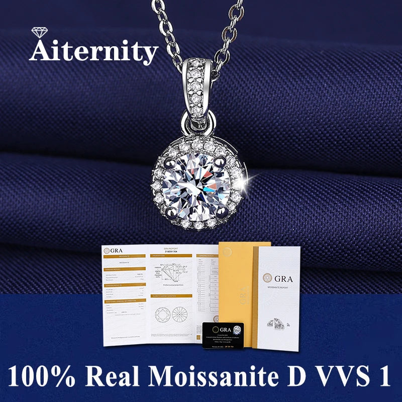 S925 Soild Sterling Sliver VVS1 D Color Moissanite Necklace  Chain With Certificate Fine Jewelry for Woman Jewelry
