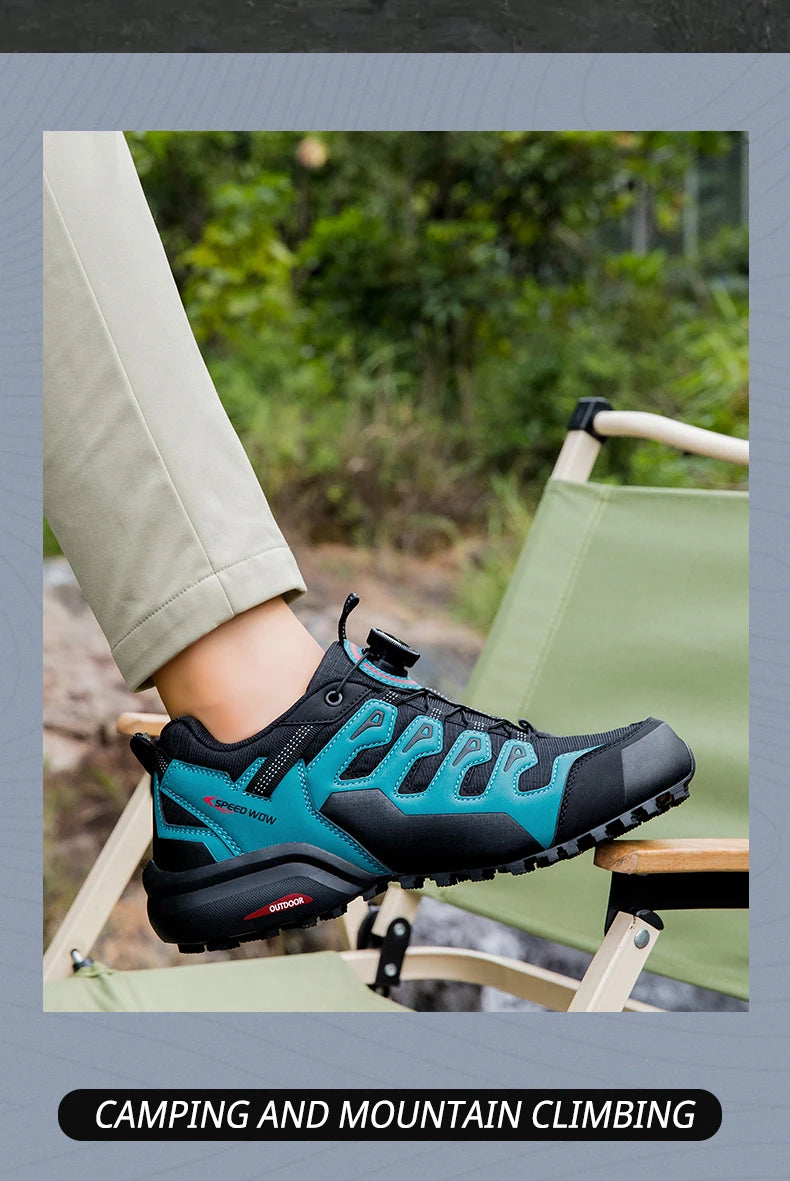 HIKEUP Men's Hiking Shoes Suede Leather Outdoor Shoes Wear-resistant Men Trekking Walking Hunting Tactical Sneakers