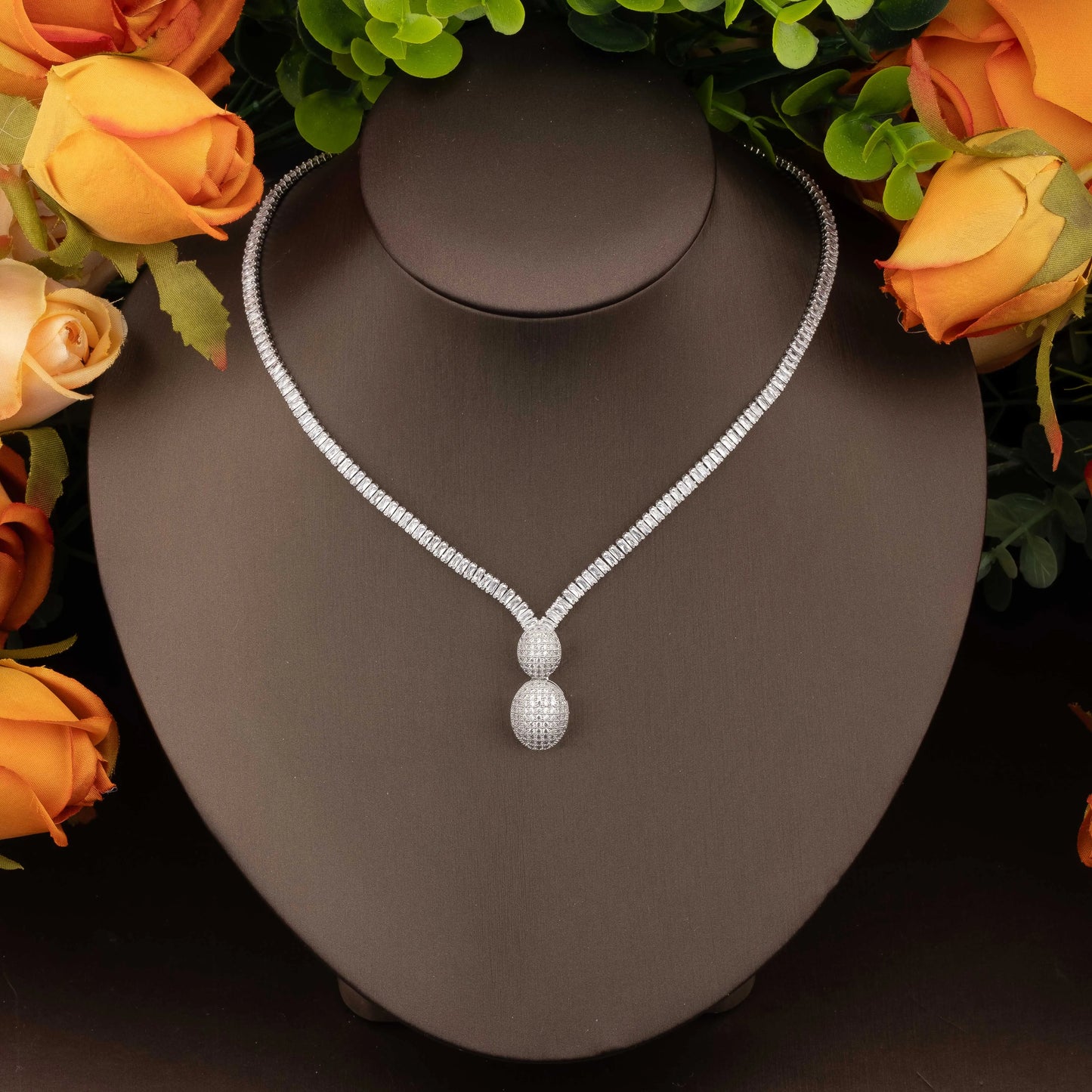 1 Set of High-Quality Luxurious and Elegant Cubic Zirconia Oval Pendant Decorative Jewelry Set Suitable for Women's Daily Wear and Banquets, Gift Box Not Included