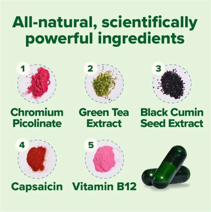 Green Tea Supplement Curb Cravings Vegan Capsules Vitamin B12 Antioxidant Metabolism Support Slimming Pills Fat Burning Detox
