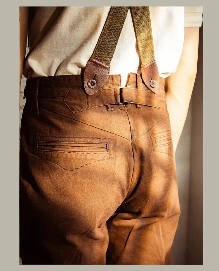 Red Tornado Chino Pants Retro Style Men's Cinch Back Casual Trousers Straight Fit