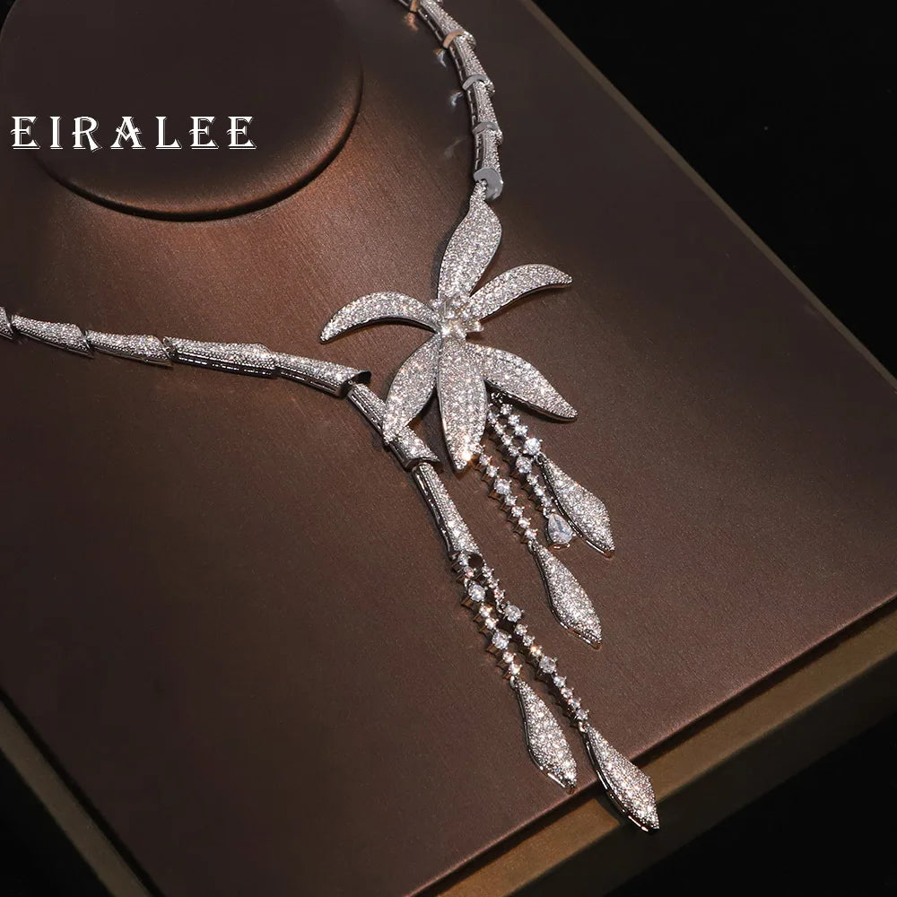 EIRALEE Wedding Party Zircon Flower Necklace Set Bridal Jewelry Women conjunto collar y pendientes conjuntos femininos elegantes