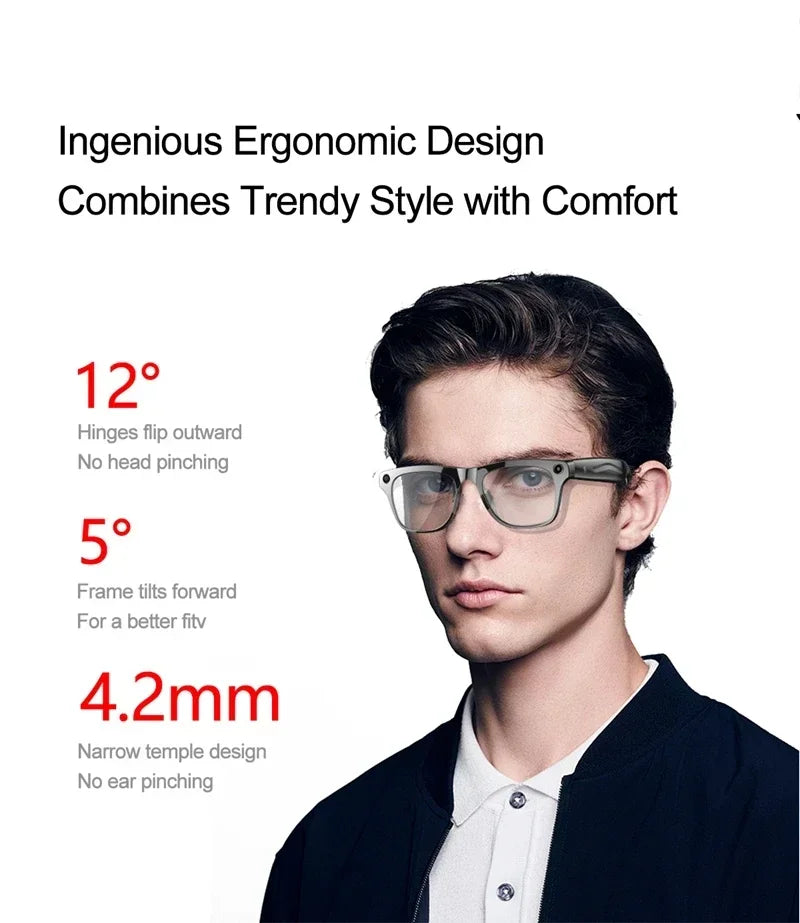 Lenovo AI Smart Glasses 800W Anti Shake HD Camera Video Recording Languages Translation Sunglasses BluetoothMusic Play Man Women