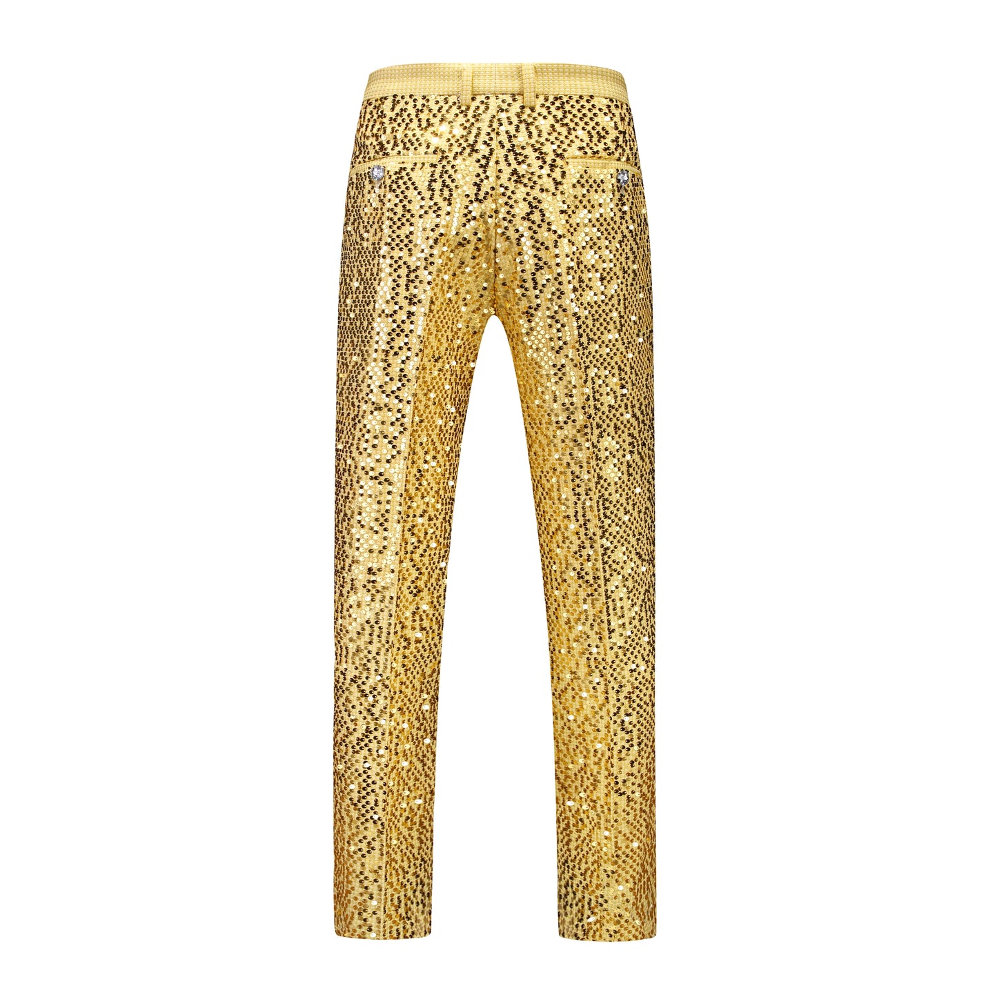 Men's Gold Sequin Slim Fashion Suit Two Piece Set, Stage Performance, Host Costume. Top+Pants