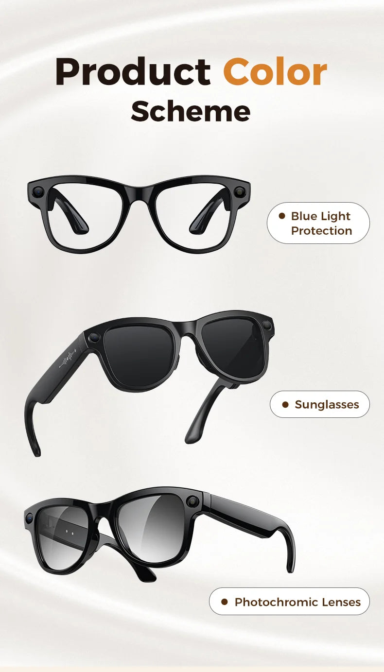2026New 800W 4K Camera Smart Glasses Men 3600mAh Power Real-timeTranslation Bank 32GB Photo Record Videos Music Sunglasses Women