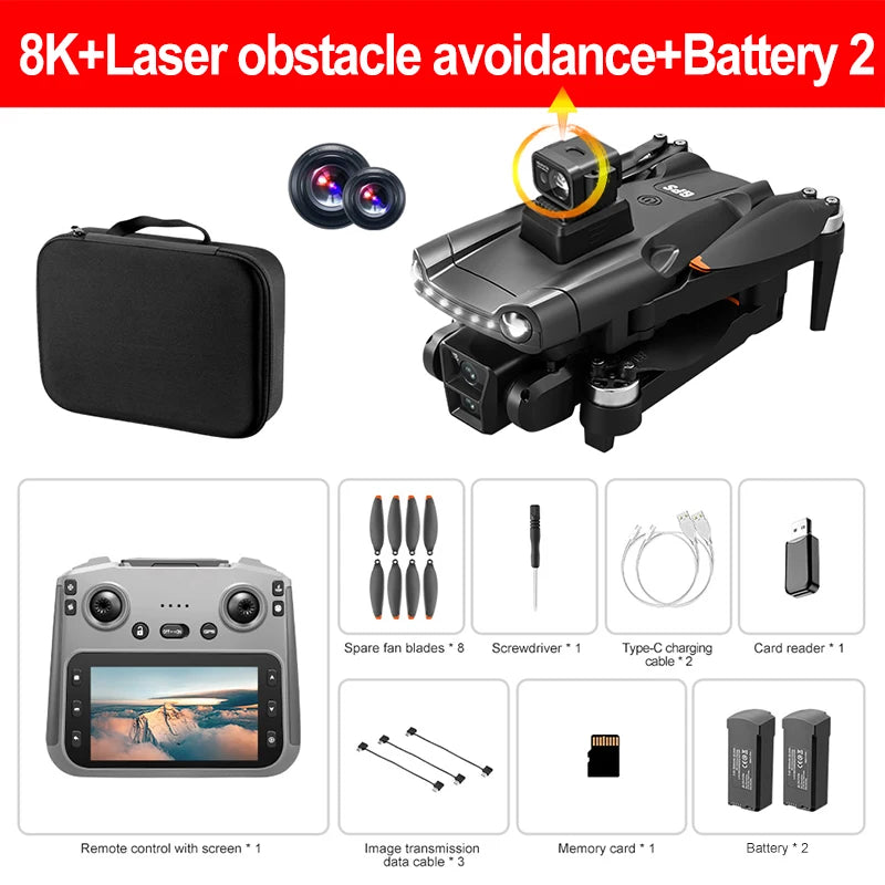 Original V198MAX GPS Drone 8K Professional Camera Aerial FPV Brush Laser Obstacle with Large Screen Remote Control Folding Dron