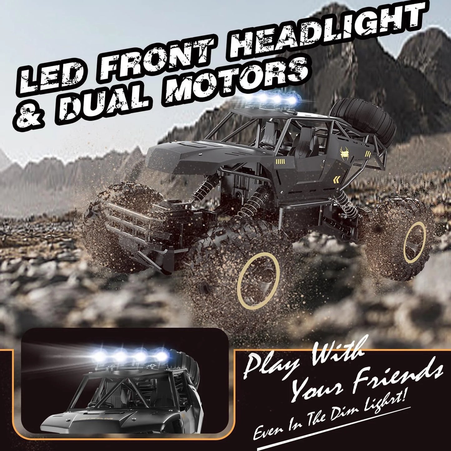 RC Off road Truck 1:12/16 4WD RTR Durable Beginner All Terrain RC Cars High Speed 20Km/h Remote Control Monster Truck Gifts Toys