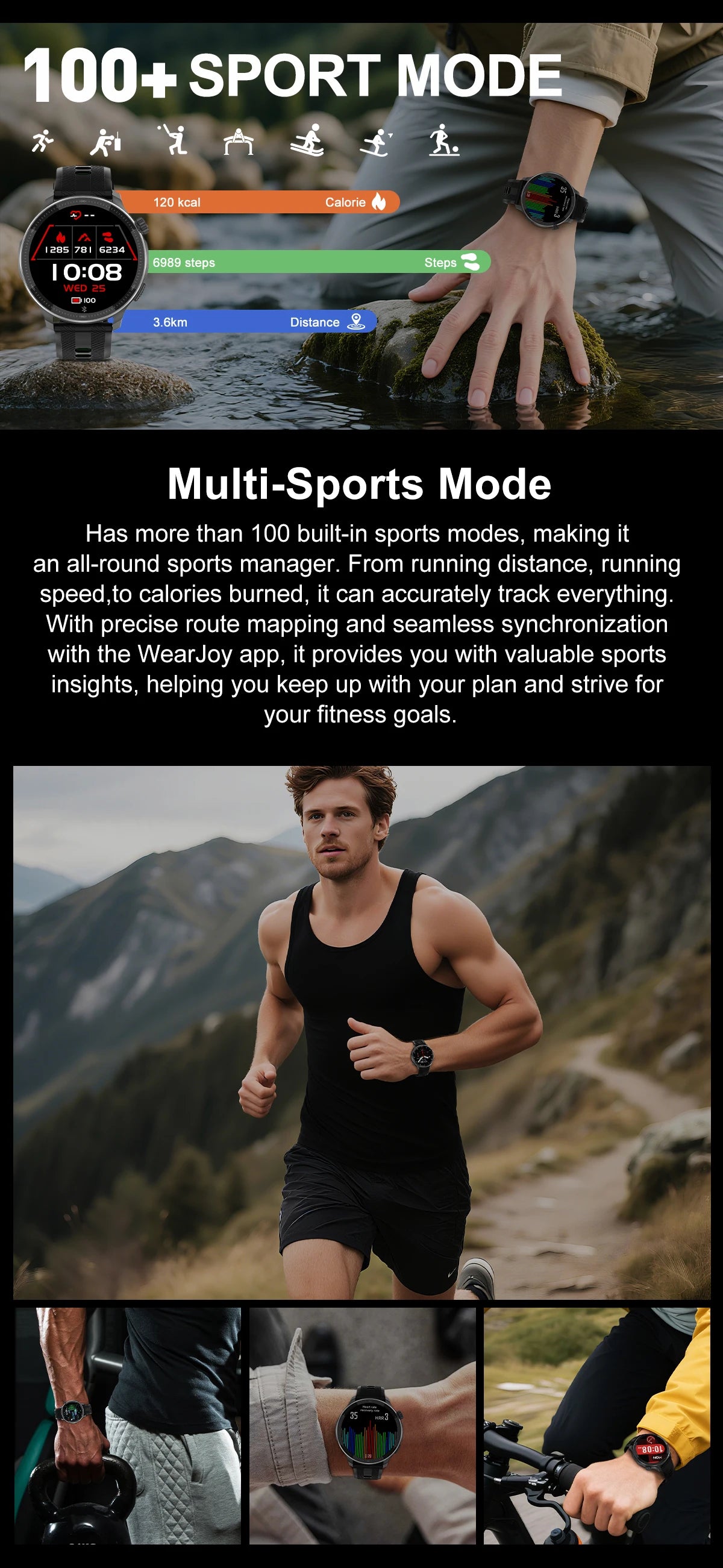 Newly T-Rex3 Ultra 4GB Memory GPS Sports Smart Watch Offline Map 1.43" AMOLED Display 3ATM Flash Charge Fitness Call Smartwatchs