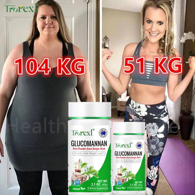 100 tablets, Trorexl Supplements, Glucomannan (Amorphophallus konjac) Pure Powder, Supports Healthy Weight Loss