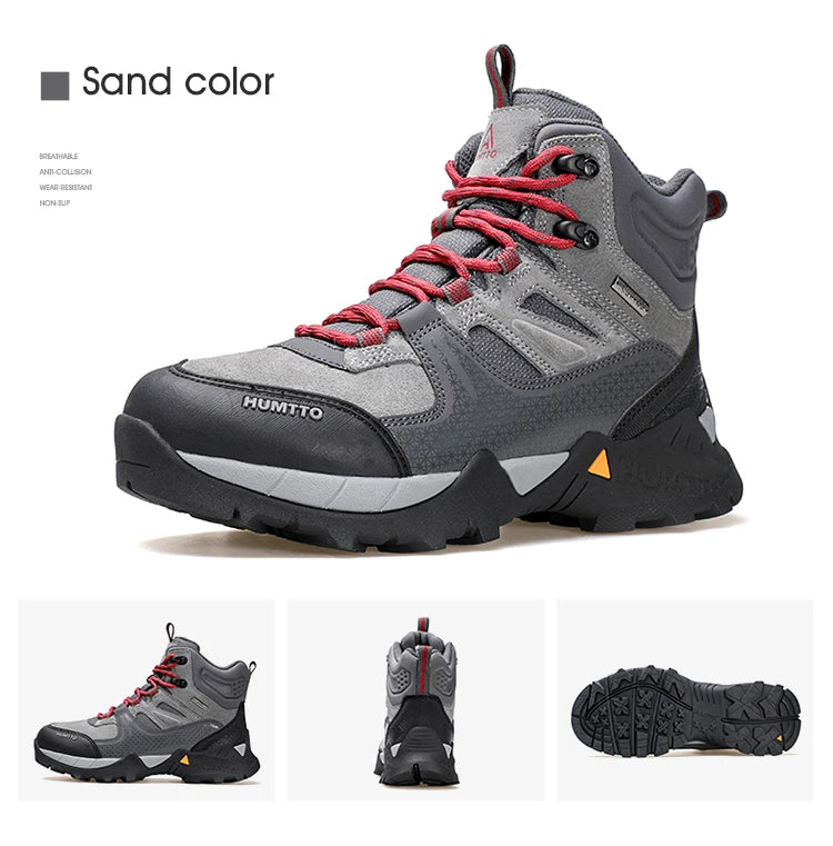 HUMTTO Waterproof Womens Hiking Shoes Luxury Designer Boots for Women Outdoor Climbing Trekking Sneakers New Leather Ankle Boots