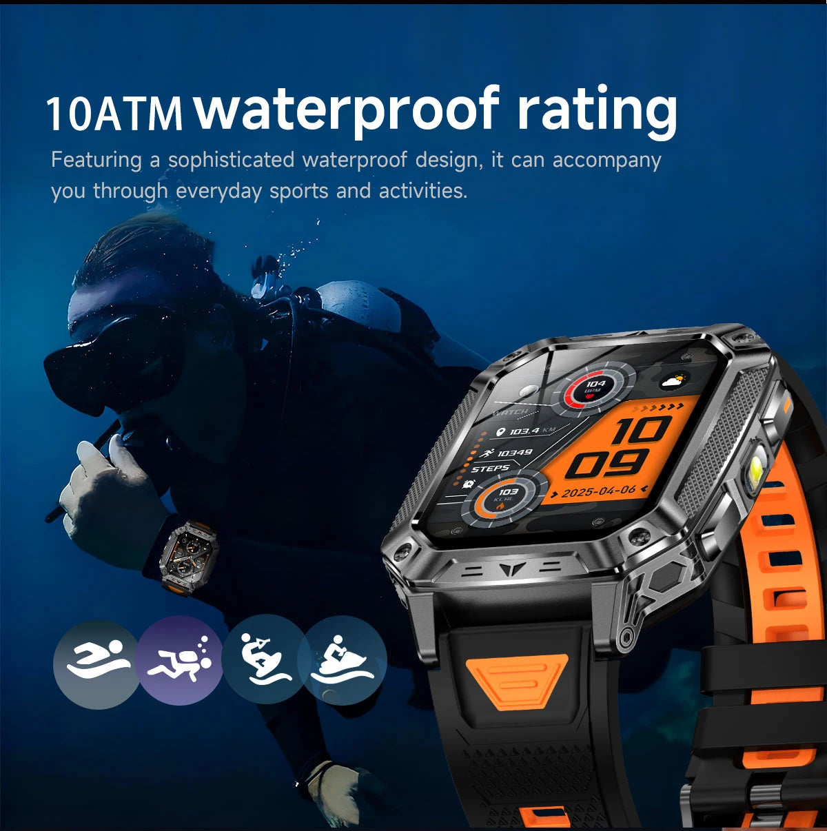 2026 HOT New 1400mAh Large Battery Smart Watch Military Quality 10ATM Waterproof Tactics 100+Sport Bluetooth call SmartWatch Men