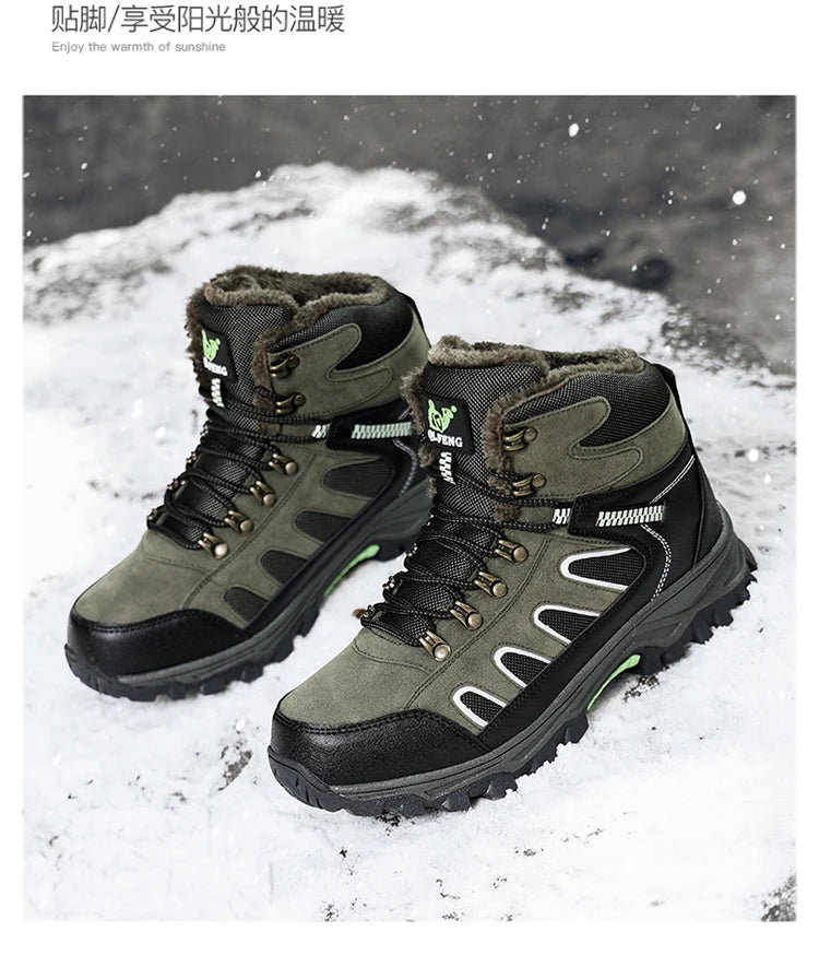 Large 49 Outdoor Ankle Boots Men Non Slip Fashion Lace Up Climbing Leather Winter Hiking Footwear High Top Leisure Hiking Shoes
