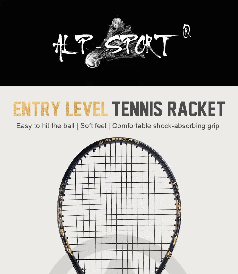 ALPSPORT T800 Carbon Fiber Tennis Racket 18K, Professional Training Racket with Bag & Adjustable Strap (Men & Women)