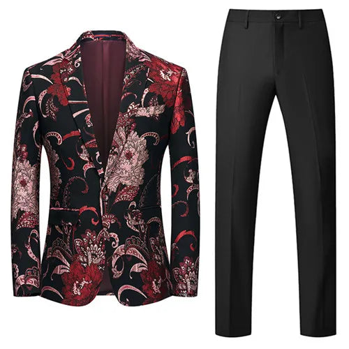 Fashion Brand Men Business Tuxedo Suit 2 Piece Mens Wedding Prom Party Luxury Dress Jacquard Blazer and Pants