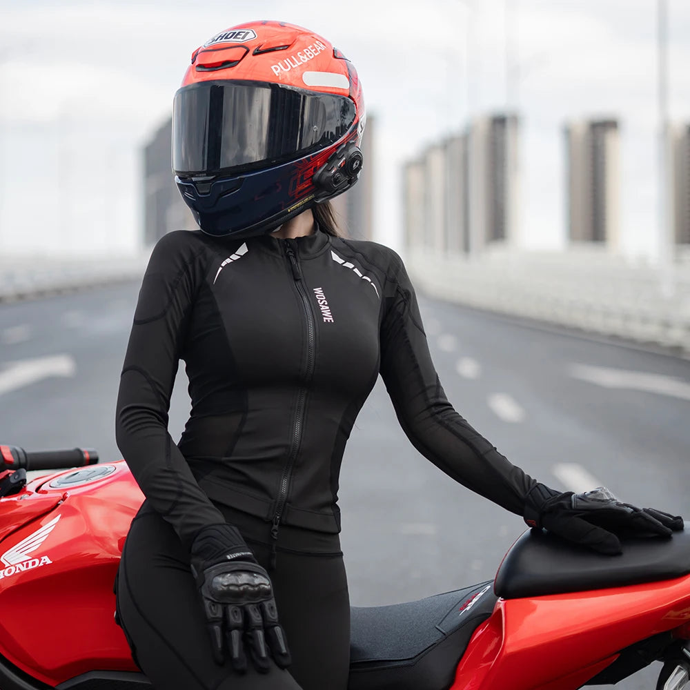 WOSAWE Women Motorcycle Jacket and Pants Set with Removable Pads Soft Protective Gear CE Certified Safety Moto Racing Clothes