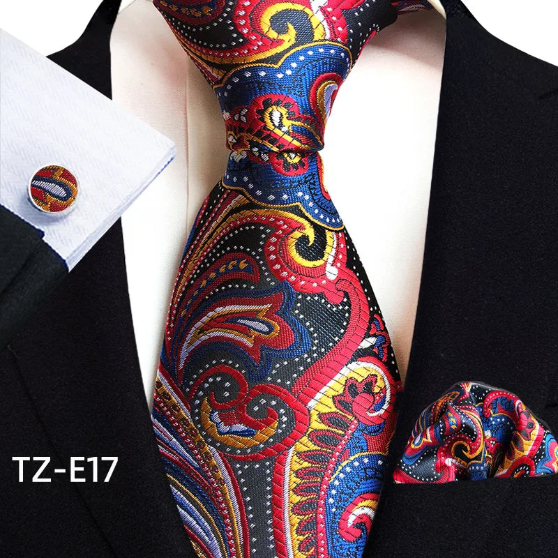 Luxury Men Tie Gold Paisley Necktie Set For Man Brand Business Daily Wear Gift Fit Wedding Workplace Suit Accessories Wholesale
