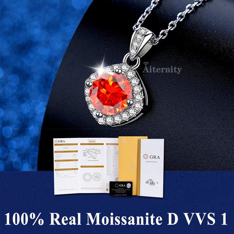 Silver 925 4 prong Moissanite Pendant Necklace For Women Trendy Design D Color VVS Pass Diamond Test Jewelry with box GRA