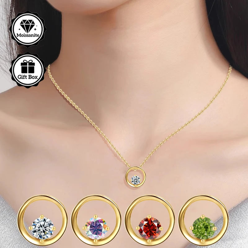 LAMVOICE  jewelry for women,0.5 carat moissanite necklace , Hypoallergenic necklace, golden plated, christmas gift,high quality