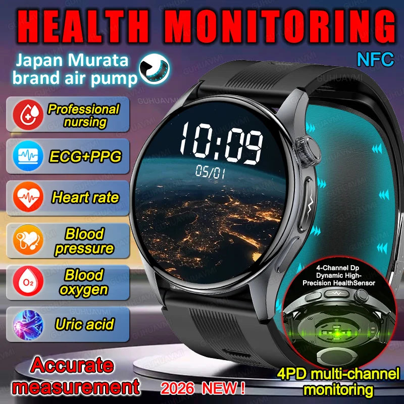 Smartwatch  AMOLED Screen Call ECG Sport Watchs Air pump Measurement BP Micro physical examination AI dial Smart Watch Men Women