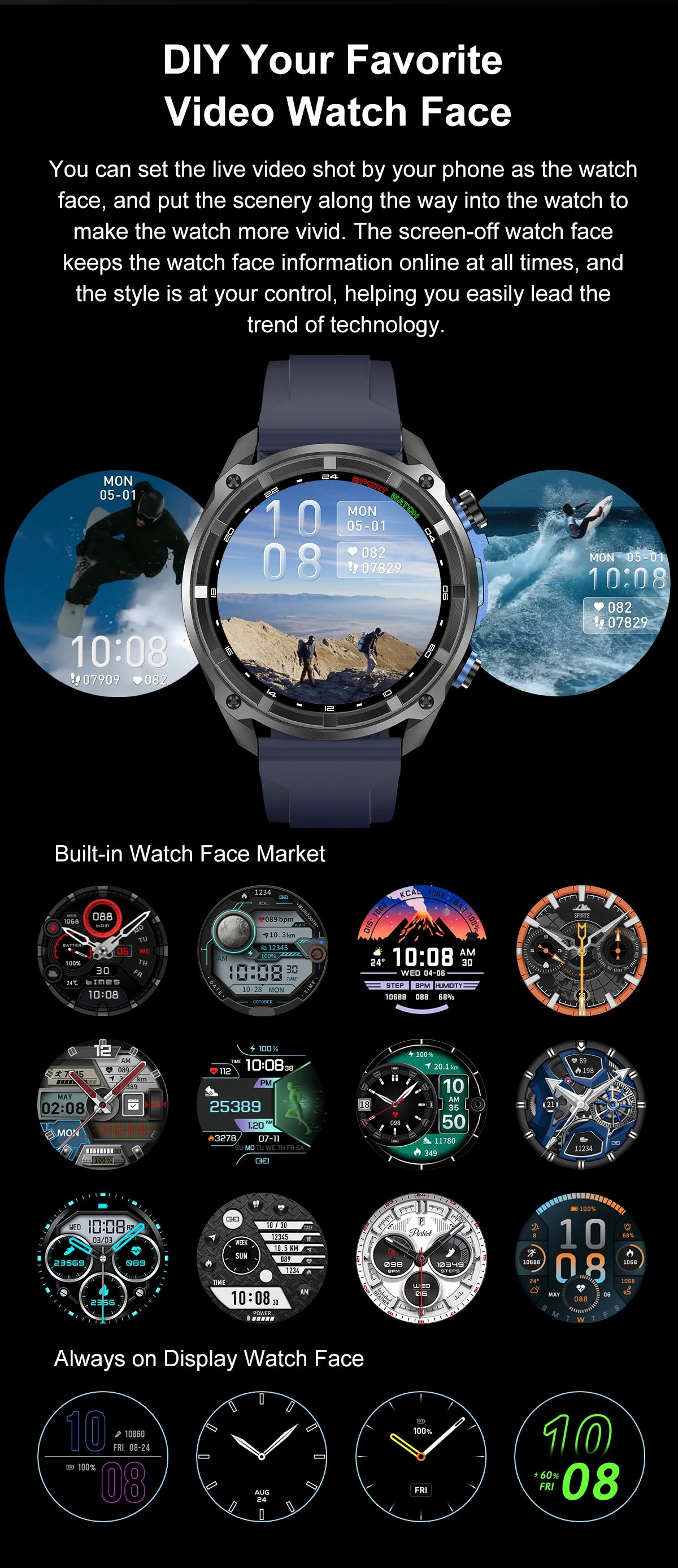 New Built in Real GPS HD Smart Watch Men Outdoor Altimeter 1000mAh Battery 4GB Memory 10ATM Waterproof Bluetooth Call Smartwatch
