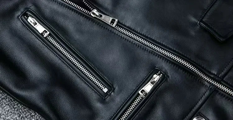 Men's Slim Fit PU Leather Jacket Fashionable Motorcycle Style Spring Autumn Korean Version Casual Outerwear Male Biker Coat