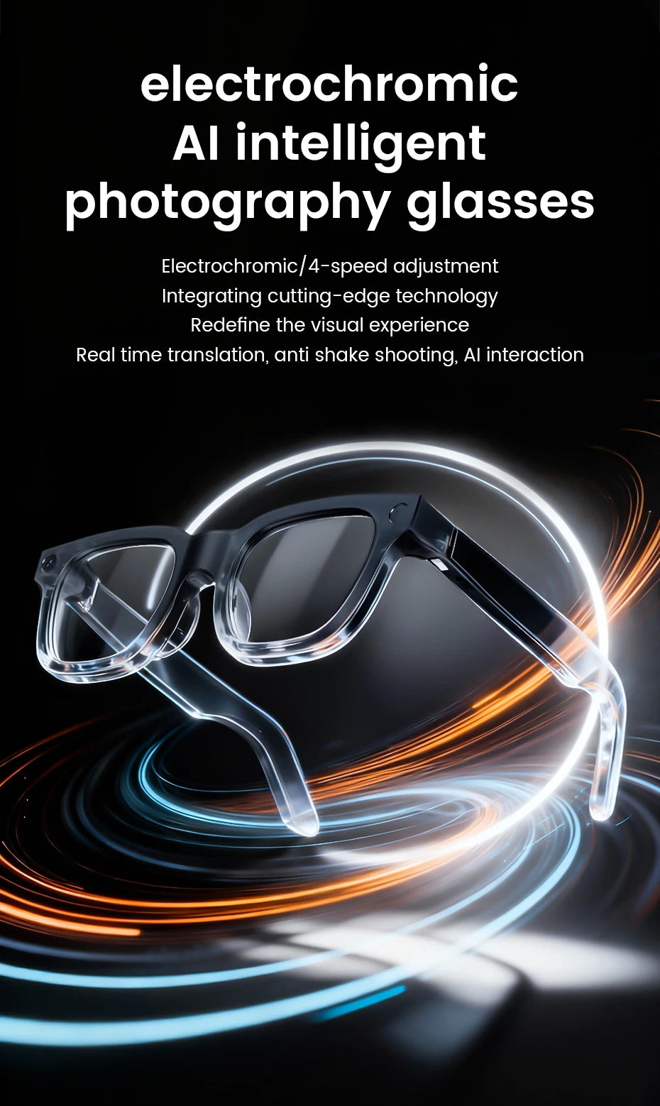 New Smart Glasses HD 8K Electrochromic Lens Bluetooth Call Music AI Voice Translate Video Recording Camera Sunglasses Men Women