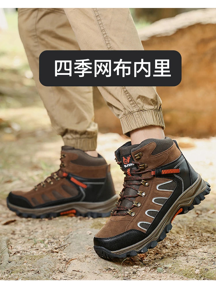 Large 49 Outdoor Ankle Boots Men Non Slip Fashion Lace Up Climbing Leather Winter Hiking Footwear High Top Leisure Hiking Shoes