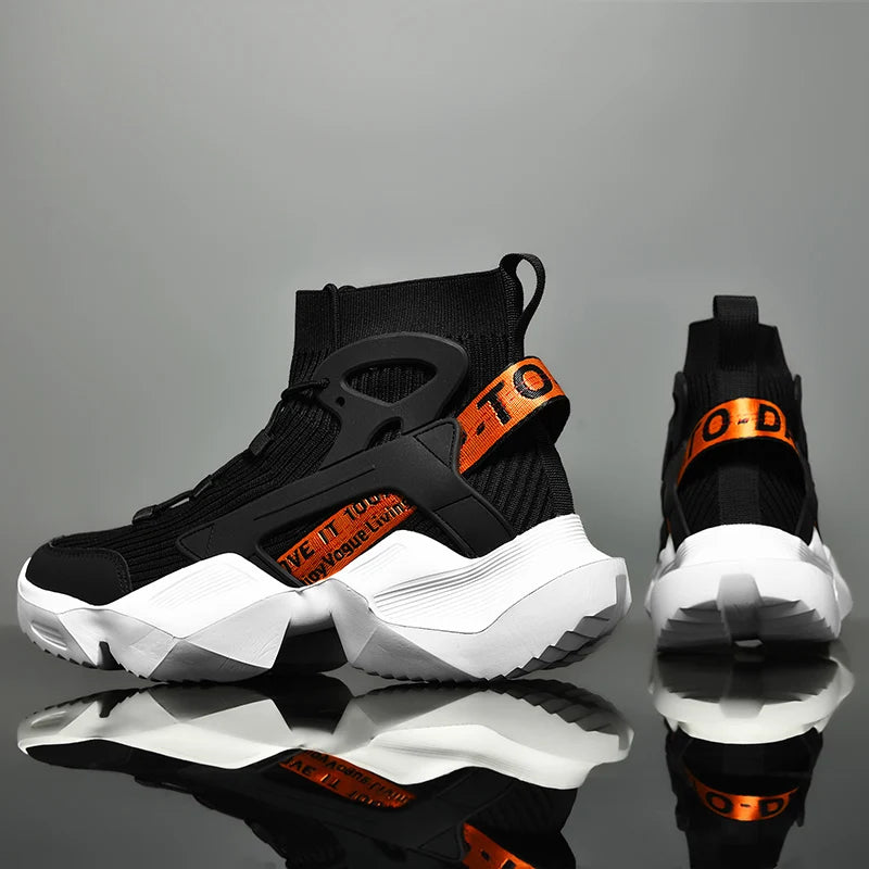 New High-top Men Sneakers Fashion Damping Tennis Shoes Breathable Men's Running Shoes Light  Men's Casual Sports Walking Shoes