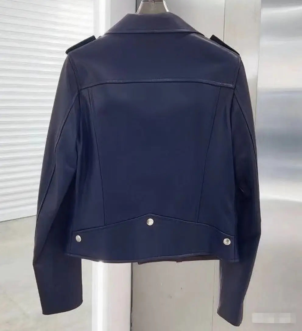 2026 Men's Lapel Oblique Zipper PU Locomotive Leather Jacket, Autumn, New Casual Versatile Slim Fit, Leather Jacket