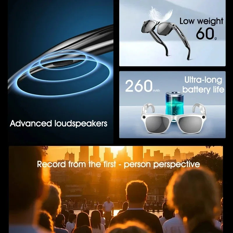 Lenovo 8K HD AI Smart Photochromic Glasses 4K Multifunctional Camera Bluetooth Call Voice Assistant Music Player Translate