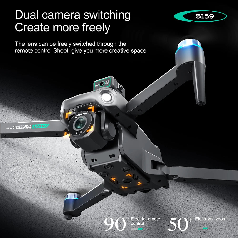 S159 GPS Drone Professional 360° Obstacle Avoidance Brushless 8K HD Dual Camera With Screen 5G WIFI FPV Dron Foldable Quadcopter