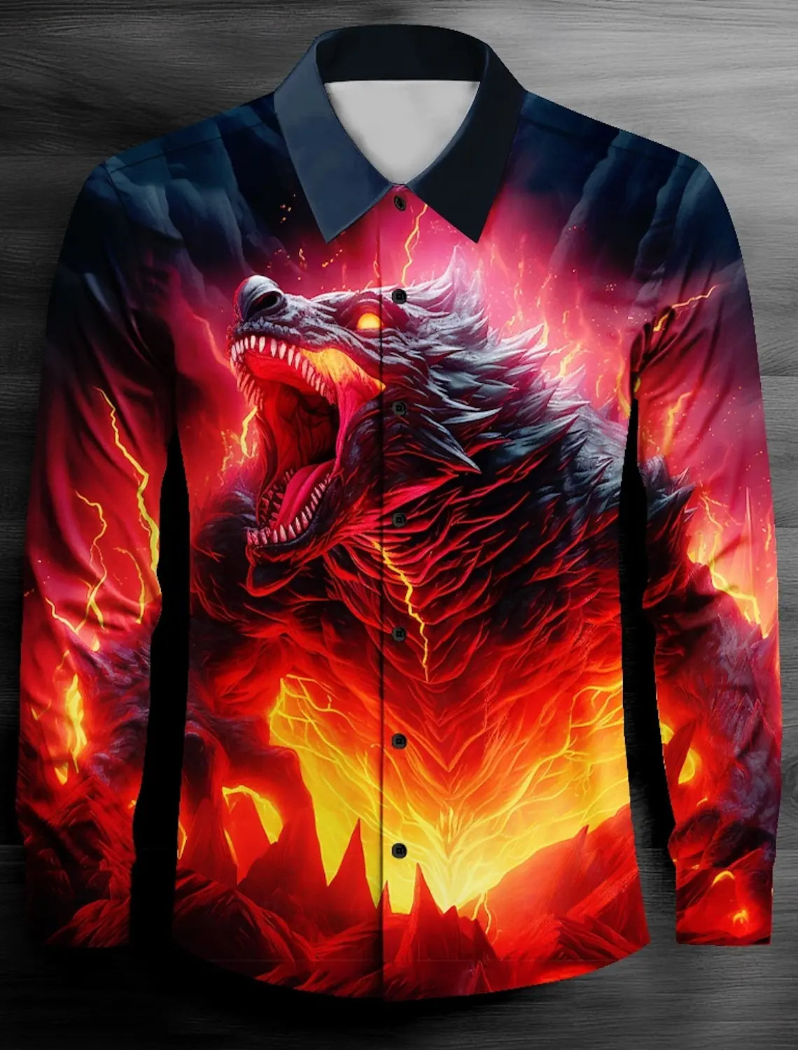 Men's Tiger Tiaras & Crowns Button Up Shirt Long Sleeve Fashion Casual Party Evening Wear Street Daily Spring  Shirt Collar