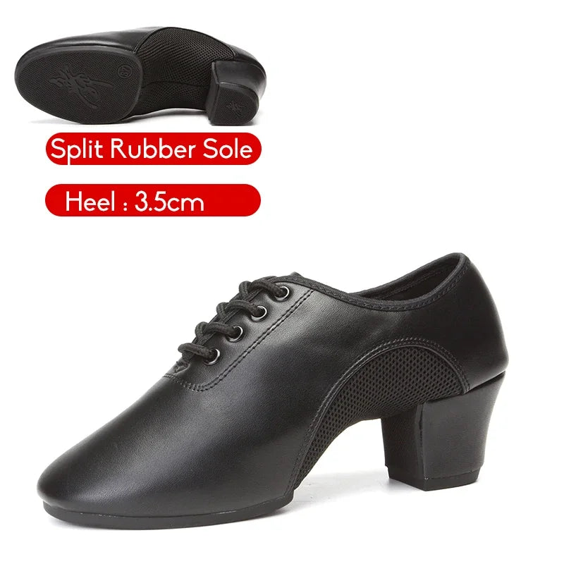 Latin Dance Shoes Men Modern Tango Salsa Leather Ballroom Shoes Square Heels Adults Children Boys Party Dance Shoes sport