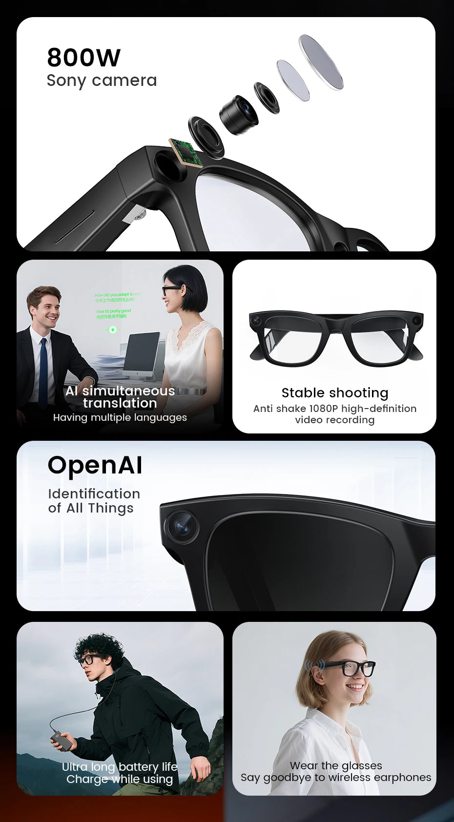 New Smart Glasses HD 8K Electrochromic Lens Bluetooth Call Music AI Voice Translate Video Recording Camera Sunglasses Men Women