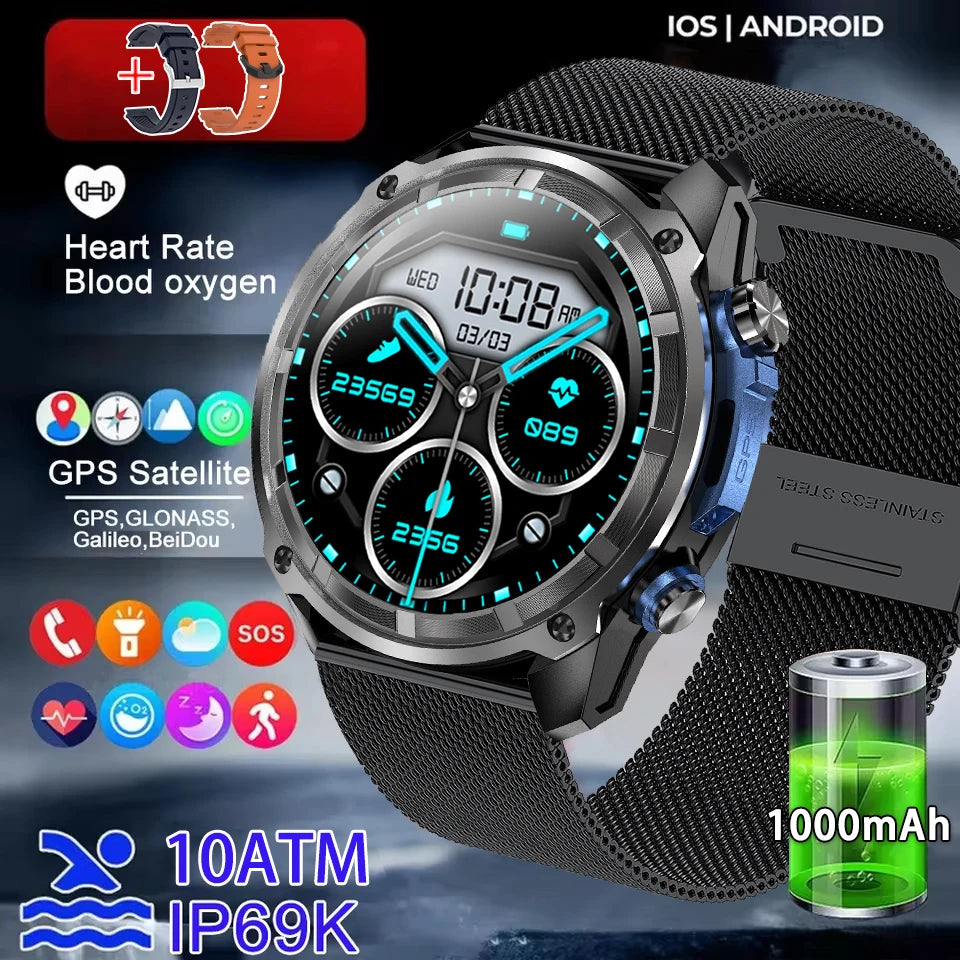 New Men GPS Offline Map Smart Watch Built-in GPS 4GB Memory HD Corning Gorilla Screen 10ATM Waterproof Bluetooth Call Smartwatch