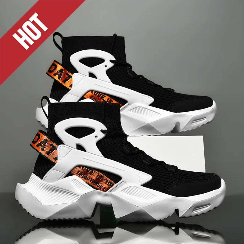 Running Shoes Casual High Top Men Sports Tenis Ankle Boots Breathable Lightweight Men Comfortable Athletic Nonskid Sock Sneakers