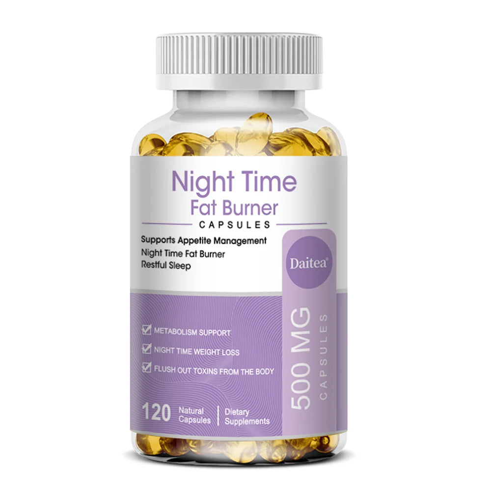 Nighttime Fat Burner, Boosts Metabolism, Weight Management, Improves Sleep - 500 Mg Serving, 120 Capsules