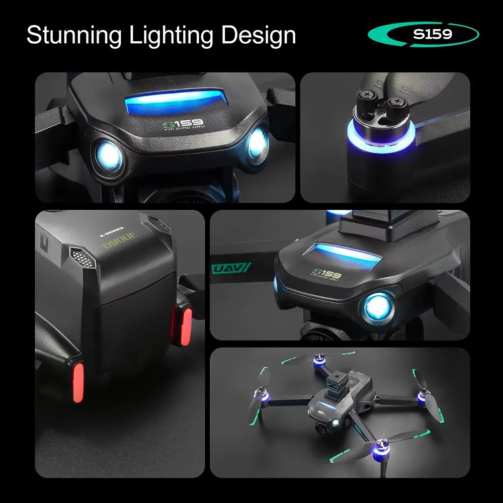 S159 GPS Drone Professional 360° Obstacle Avoidance Brushless 8K HD Dual Camera With Screen 5G WIFI FPV Dron Foldable Quadcopter