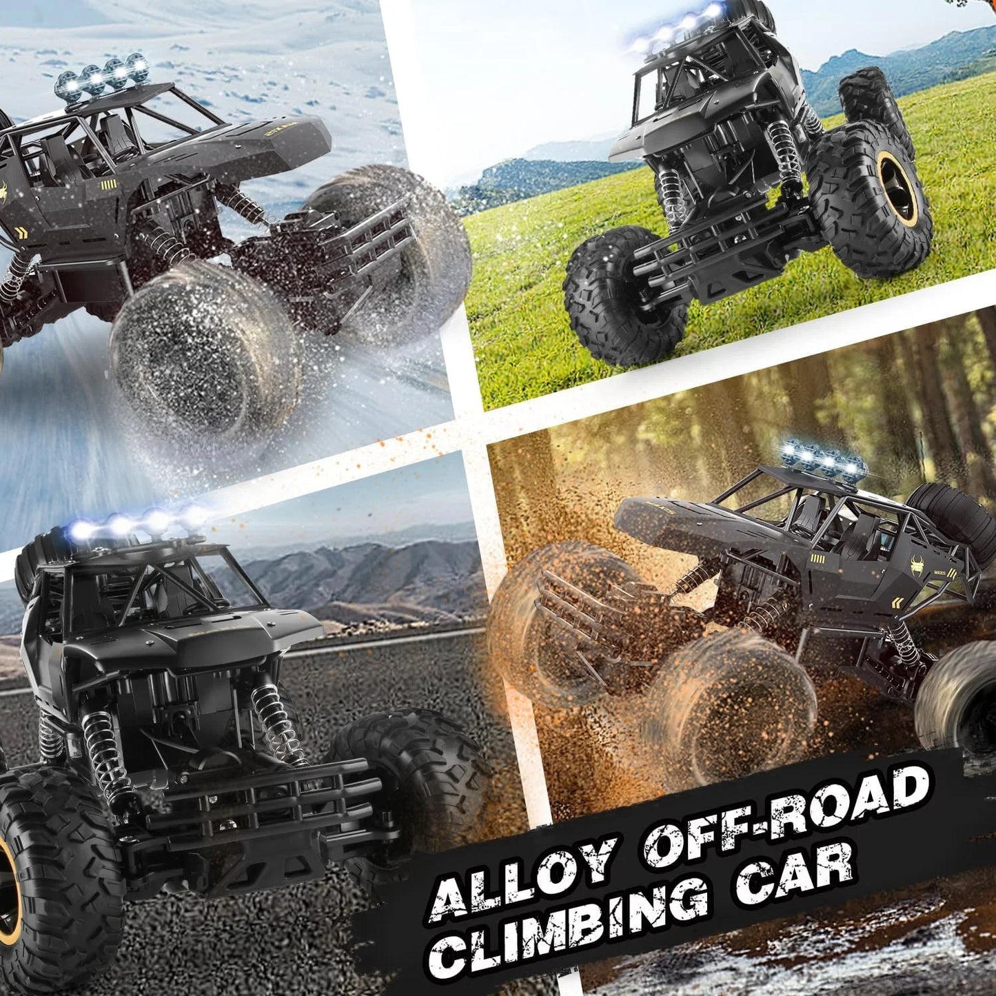 4WD 1:12/16 Scale All Terrain RC Car 20KM/H High Speed Electric Vehicle Remote Control Off-Road Truck LED HeadLight Gifts Adults