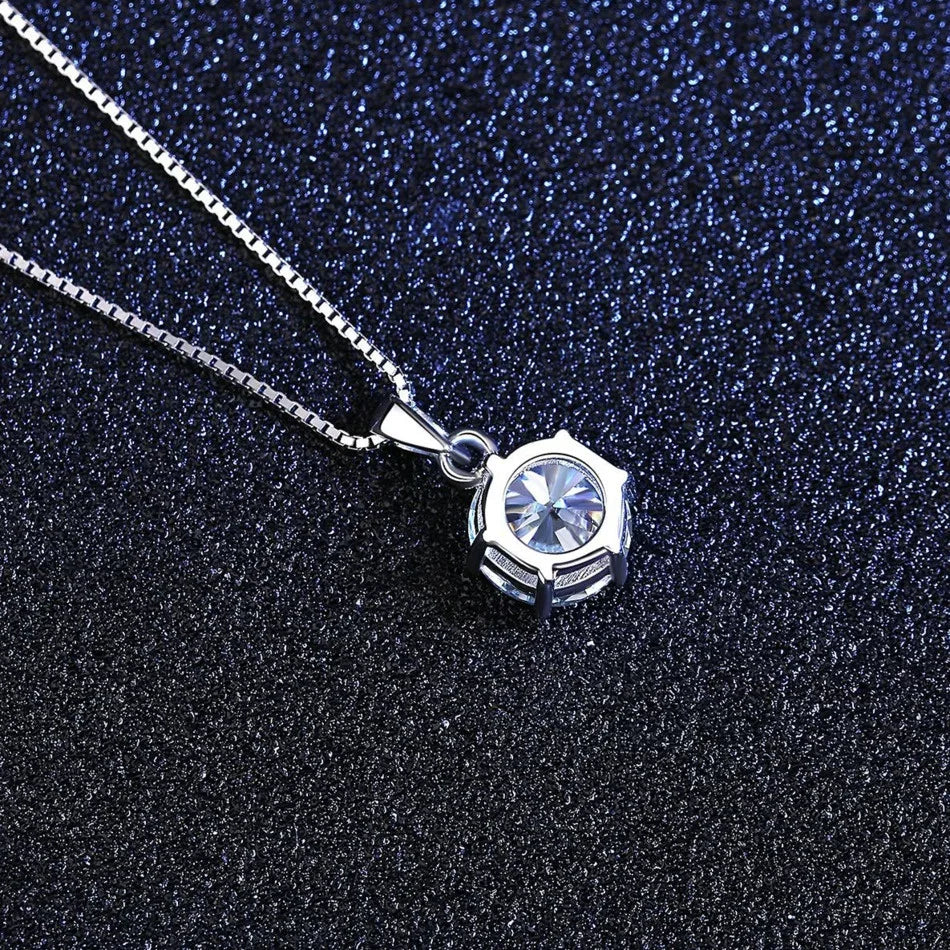 1 Ct Real Moissanite Pendant Necklace for Women Royal Blue Color Moissanite 925 Sterling Silver Wedding Fine Jewelry