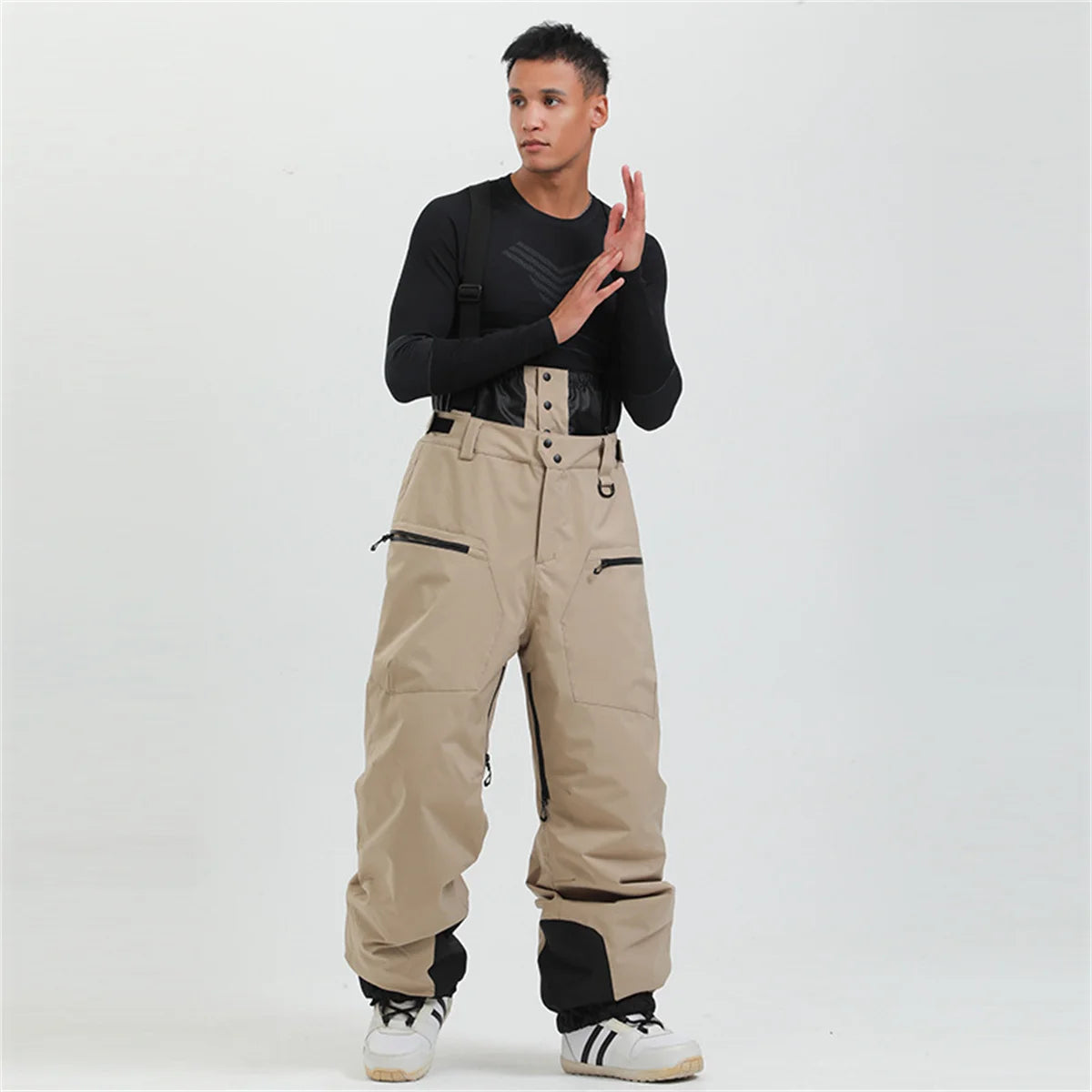 Gsou Outdoor Sport Mountain Female Ski Pants Winter Waterproof Men Women Snowboard Overalls Suspender Snowpants Warmth -40 degre
