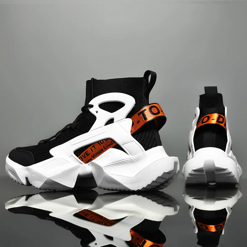 New High-top Men Sneakers Fashion Damping Tennis Shoes Breathable Men's Running Shoes Light  Men's Casual Sports Walking Shoes