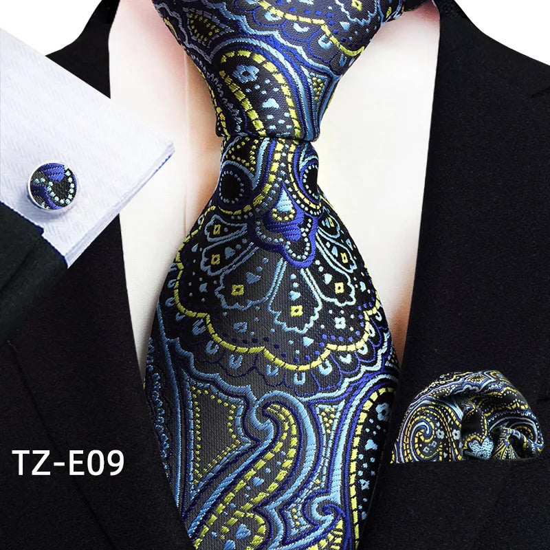 Luxury Men Tie Gold Paisley Necktie Set For Man Brand Business Daily Wear Gift Fit Wedding Workplace Suit Accessories Wholesale