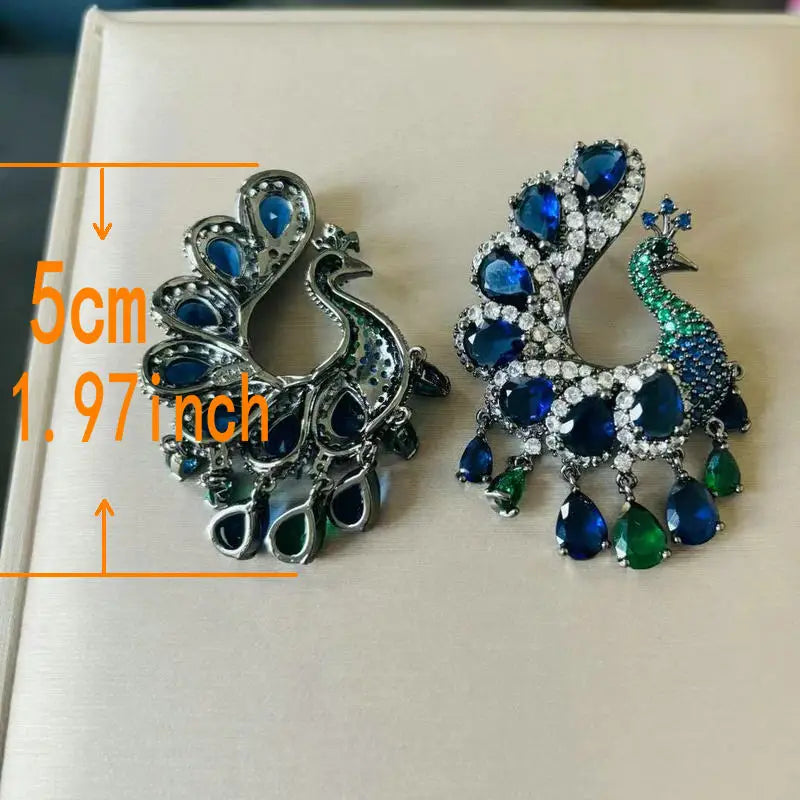 Bilincolor Fashion Peacock Green Tassel Earring for Women Wedding