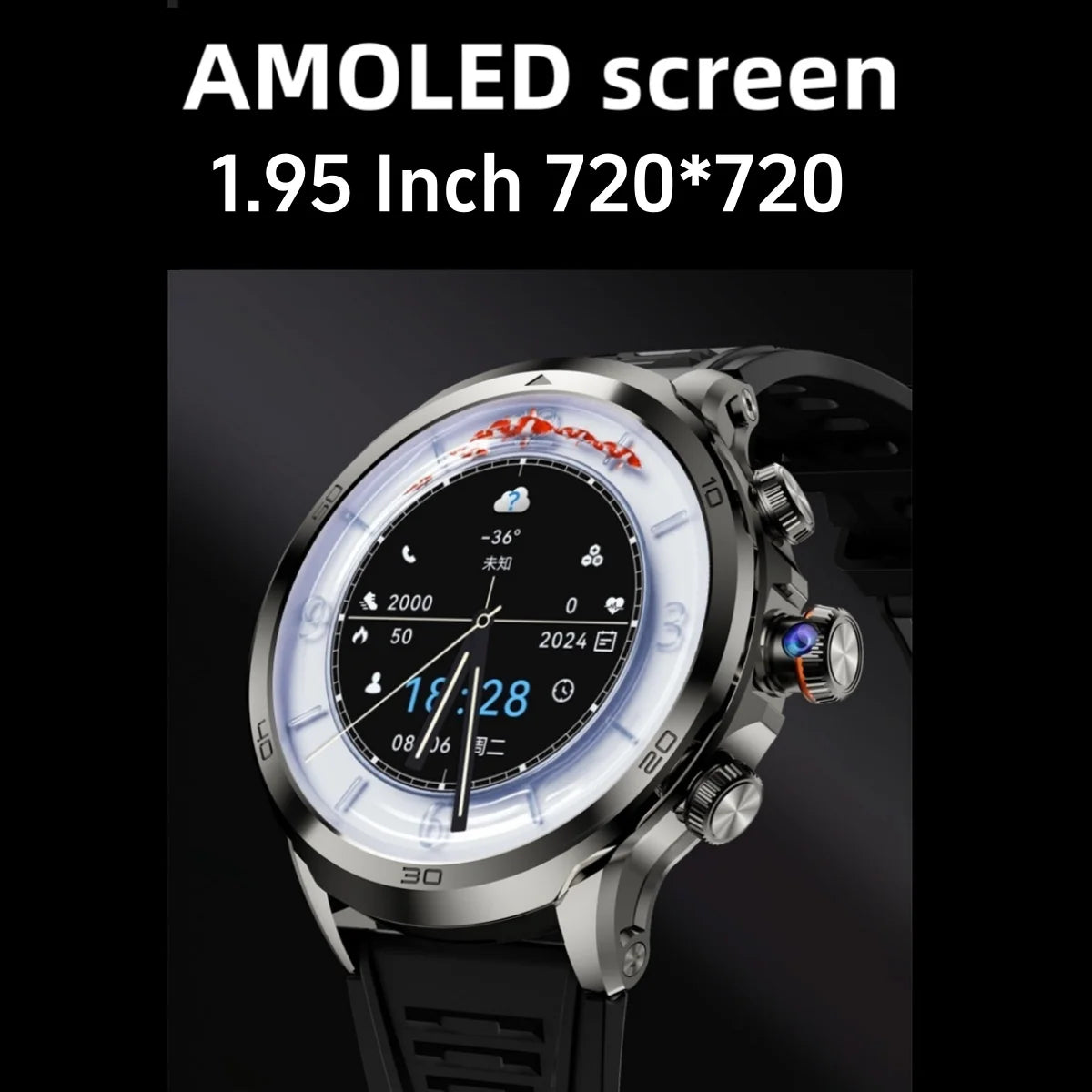 8GB+128GB H19 Smart Watch 1.95-inch Amoled Large Screen 190° Rotary Camera 1900Mah Battery GPS WIFI Android Smartwatch Men Adult