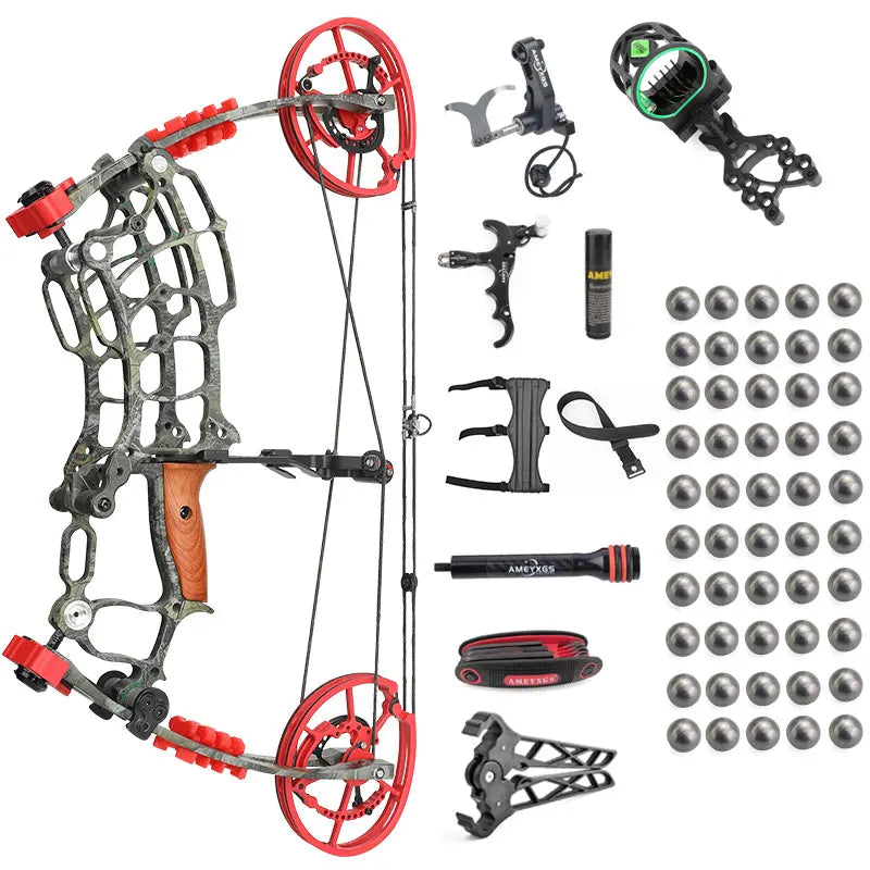 30-60lbs Compound Bow Shooting Steel Ball 420fps Dual Purpose Bow Archery Arrow 80% Let off for Right Hand Car Hunting Bow