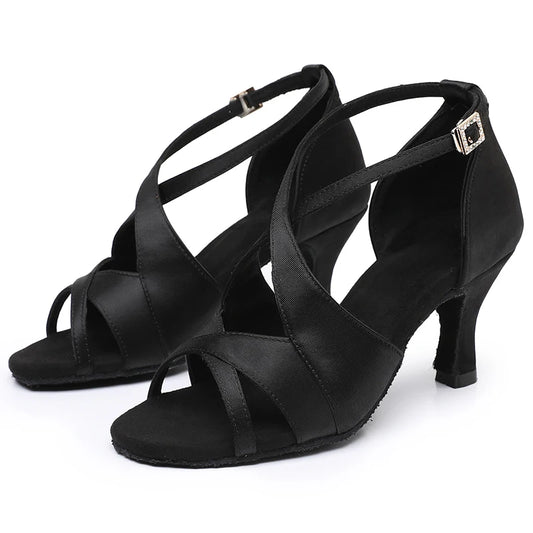 Latin Dance Shoes For Women Adults Soft Satin Breathable Sneakers Performance Shoes Cha Cha Fashion Social Dance Shoes Satin