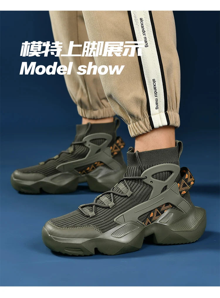 New High-top Men Sneakers Fashion Damping Tennis Shoes Breathable Men's Running Shoes Light  Men's Casual Sports Walking Shoes